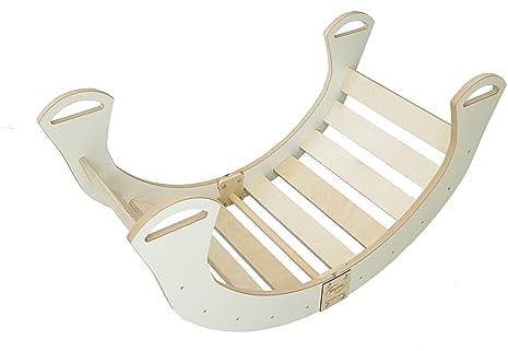 Skyline Kletterbogen Baby Kleinkind Kinder ab 1 Jahr Indoor Klettern Montessori Klettergerüst Holz Wippe Balancewippe Kletterdreieck Kletterwippe Holzwippe Kletterling Holzbogen L Weiß