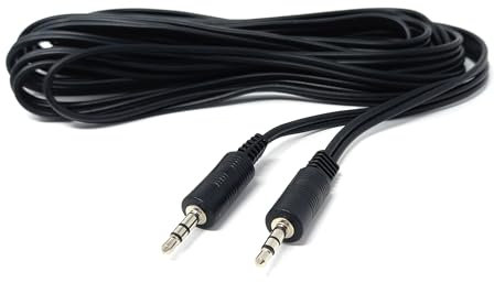 DRUT 5m 3.5mm to 3.5mm Aux Cable Audio Lead Stereo Headphone Mini Jack Male to Male Auxiliary Cord Compatible with Car Audio, TV, PC, Tablet, Laptop, MP3, Speaker (Black Nickel Connectors, 16.5ft.)