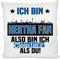 Kissen mit lustigem Spruch und Wunschtext auf der Rückseite | Ich Bin Hertha Fan Also Bin ich Cooler als du! | Fußball Deko-Kissen für Berlin Fan | Skyline deiner Stadt | 40cm x 40cm |