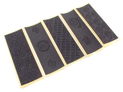 SPITBOARDS Fingerboard Grip Tape 5 Lasered Designs 110 x 38 mm (1 mm Thick) 5 Black Pieces for Finger Skate Grip Tape Cellular Rubber Foam Rubber