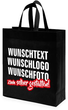 Fassbender-Druck | 5 Personalisierte Tragetasche selber mit Ihrem Logo oder Wunschtext gestalten | Individuelle Tasche/Beutel gestalten