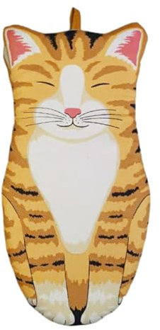 kesurpae Heat-Resistant Cooking Glove With Cute Non-Toxic And Durable Oven And Baking Polyester Microwave Oven And Baking Gloves, big orange cat