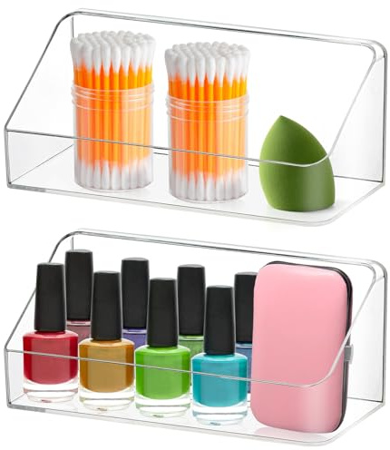 poeland 2er-Set Medizinschrank-Regale Organisator – Wandmontierter Ablageorganisator, Durchsichtige Lagerbox für Wohnmobil-Badezimmer, Schlafzimmer und Spiegelkästen (Transparent)
