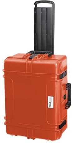 TOMcase Koffer mit Trolley, 53x40x24 cm, großer wasserdichter Outdoor Case mit Schaumstoffeinlage aus Würfelschaum, Hardcase, Fotokoffer, Kamerakoffer (Orange)