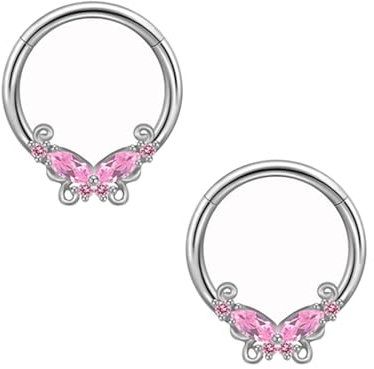 Besyvvin 2er Brustwarzenpiercing 14mm Silber Schmetterling Nippelring Brustpiercing Chirurgenstahl Piercing Brustwarze Ring