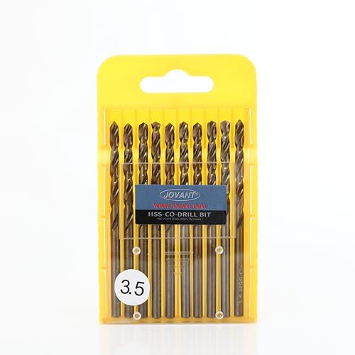 JOVANT 10 brocas de cobalto de 9/64 pulgadas (3,5 mm), acero M35 HSS de alta velocidad para taladro/destornillador, brocas de acero inoxidable de alta resistencia