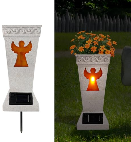 TB TIBAG Solar Angel Light Cemetery Vases for Grave