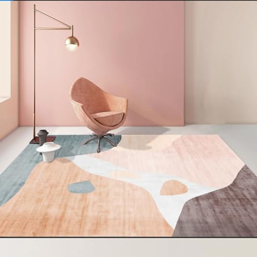 Tzvpsu Deco Chambre Aesthetic Tapis Lavable Durable Rose Gris Design Minimaliste,Tapis d eveil Tapis Jeux Enfant,200x300cm
