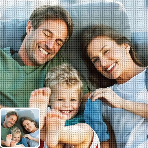 UM UPMALL 5D Diamond Painting Eigenes Foto – Diamond Painting mit eigenem Foto Text Personalisiert, Benutzerdefinierte Geschenke mit Diamantmalerei, Set für Erwachsene Home Decor 40x60cm