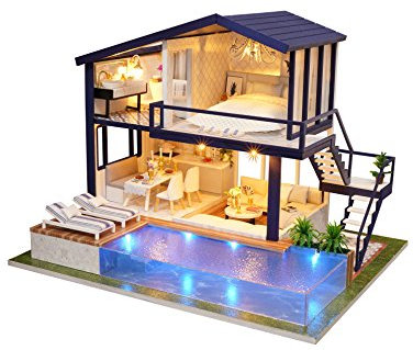 CRIOLPO PuppenhausTinyatur Mit MöBeln, DIY Holz Puppenhaus Handwerk Tinyatur Kit, DIY Tinyatur Puppenhaus Kit, HöLzernes Puppenhausmodell FüR Erwachsene, FüR Erwachsenen Freundliebhaber - Zeitwohnung
