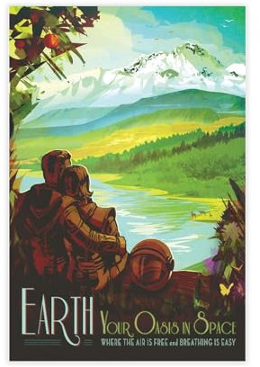 RAOKSUNKM Poster Earth Your Oasis in Space Travel, Leinwandposter, Wandkunst, Dekordruck, Bild, Gemälde für Wohnzimmer, Schlafzimmer, Dekoration, 50 x 75 cm