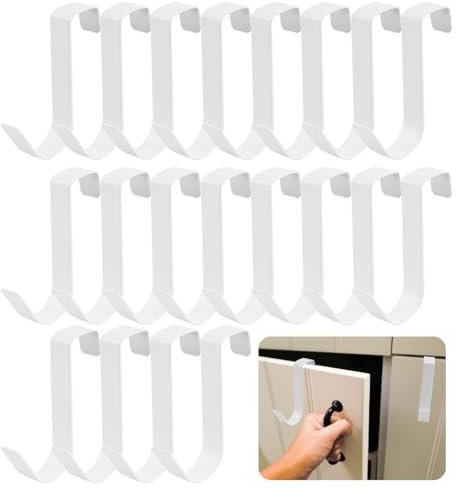 Cragmut 20 Pcs Porte Manteau Porte, Patere Porte Universelles Crochet de Porte Acier au Carbone sans Perçage Patères Polyvalentes pour Porte et Armoire, Blanc