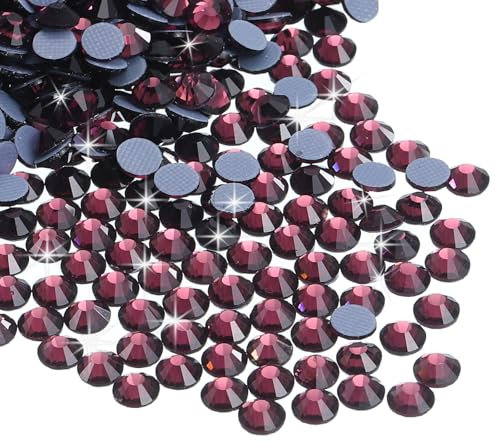 sourcing map 1440 Pcs Hotfix Rhinestones Flatback Crystal Glass Gems for Crafts Clothes DIY Decoration(SS16 4mm,Dark Purple)