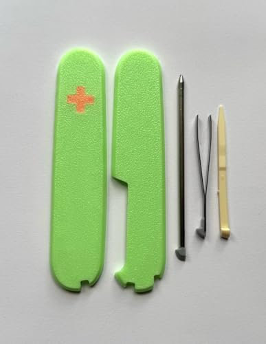 Replacement Covers For Victorinox Scales Plus 91mm Plastic Handles With Toothpick Tweezers And Ballpoint Pen Glow In The Dark (Green)