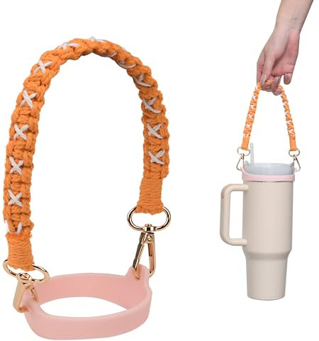 Wongeto Water Bottle Handle Strap - Compatible with Stanley Cup Accessories - for Stanley Cup 40oz & 30oz Tumbler（Orange）