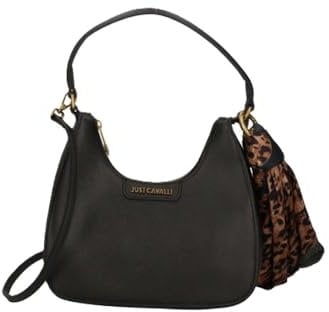 Just Cavalli schwarze Handtasche mit passendem Halstuch, Schwarz