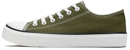 Ladies Canvas Shoes Low Top Trainers for Women Men Classic Lace Up Sneakers Canvas Plimsolls Pumps Casual Tennis Shoes Army Green