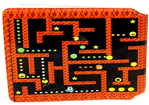 (80+ Designs) Bus Pass Wallet Credit Travel Rail Ticket Card Holder for Oyster Zip Business ID Card - Bifold - Party Bag Gift School Leaver (Ghost Muncher Game)