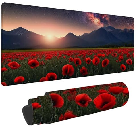 Tappetino Mouse XXL 1500x800x3mm Mouse Pad Mare Di Fiori Mousepad Gaming Impermeabile Lavabile Tappetino Scrivania, Mousepad Cielo Stellato con Base Gomma Antiscivolo, per Ufficio, Casa, Gaming N-357