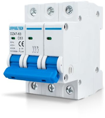 Innfeeltech 1 Stück 63 Ampere 230V Leitungsschutzschalter MCB Dreipolig Typ B für DIN-Schienenmontage
