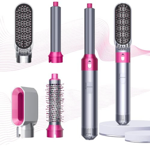 Swetfela Hair Styler Set, Airstyler 5 In 1 Mit Rundbürstenföhn Haarstyler Warmluftbürste Thermal Brush Airflow Lockenstab Automatisch, Volumen Föhnbürste,Für Glätten, Trocknen, Volumen, Locken(Grau)