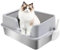 FURRYPAWS XL Stainless Steel Cat Litter Tray, Easy to Clean and Leak-Proof Stainless Steel Litter Box, 20L Large Cat Litter Trays with Litter Scoop (61x41x30cm)