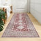 Nestiva Boho Vintage Teppich Läufer Flur rutschfest Dünner Waschbar Teppich Bodenbelag Faltbar für Innenbereich Büro Schlafzimmer Küche, Burgunderrot 60x150 cm