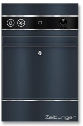 Metzler Briefkasten mit Video Türsprechanlage und Zeitungsfach | Videosprechanlage mit RFID Türöffner | Wandbriefkasten mit Lichttaster und Türklingel mit Kamera in Anthrazit RAL 7016