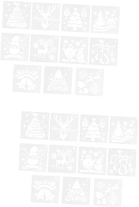 VILLCASE 2 Sätze Weihnachtsvorlage Frohe Weihnachten Schablonen Wiederverwendbare Weihnachtsschablonen Bastelschablonen Vorlagen DIY Bemalte Schablonen Malen Sprühvorlage 11 Stück * 2