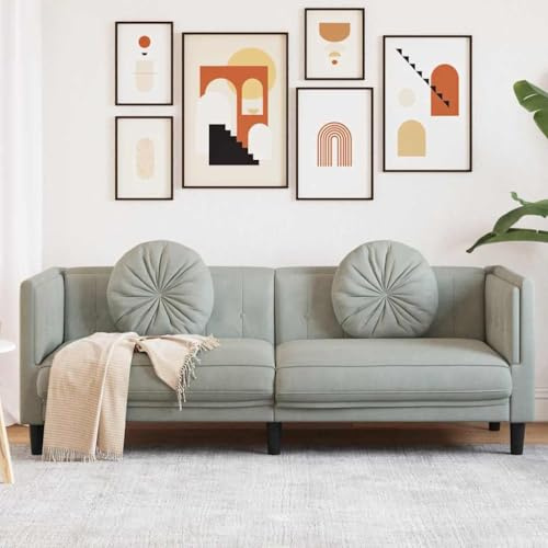 ChicAbode Sofa mit Kissen 3-Sitzer Hellgrau Samt Polstersofa mit Kissen 3-Sitzer, Loungesofa Couch für Wohnzimmer, Designsofa Wohnzimmersofa Sitzmöbel, Modern
