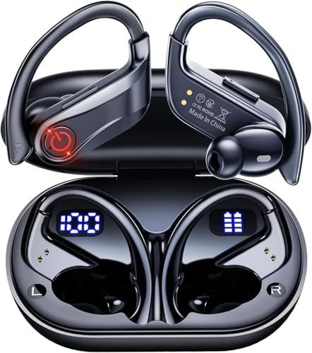 Wireless Earbuds - Bluetooth 5.3 Headphones with ENC Noise Canceling Mic, IPX4 Sport Ear Buds with Dual LED Display Charging Case, Running Earphones with Stereo Sound