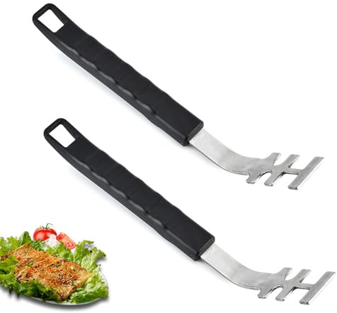 Hitzebeständiger Grillrostheber, 2 Stück Edelstahl-Grillgitter-Abzieher, Rutschsicherer & Ergonomischer Griff Grillzubehör, Anti-Verbrühung Grillrost Heber Werkzeug BBQ Werkzeuge Zubehör für Camping