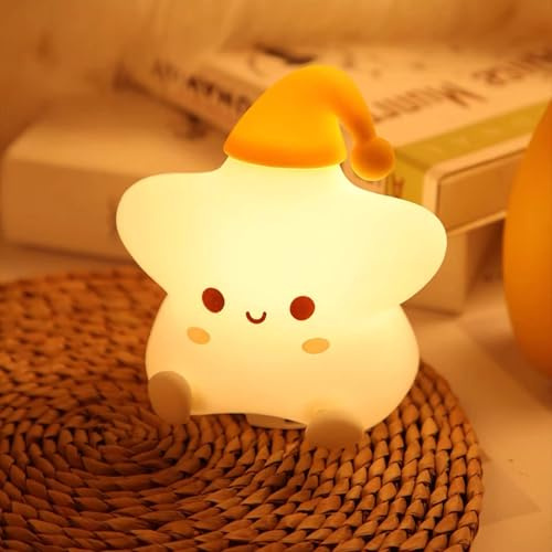Fanimyholy Star Nachtlicht Kinder, Nachtlampe Baby Nachtleuchte, Silikon Sterne Nachtlicht für Kinder, 7 Farben Star Nachtlicht, Über USB Aufladbar, Soft-Touch-Oberfläche, Sanfte Beleuchtung