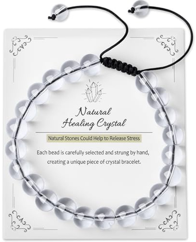 XIANNVXI 8mm Perlenarmband Damen Armband Echte Steine Kristalle Armbänder Damen Verstellbares Armband