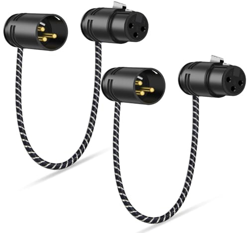 NCGGY Rechtwinkliges XLR-Kabel, 1 m, 360 Grad verstellbarer Winkel, Stecker X LR auf gerade XLR-Buchse, Mikrofonkabel, Adapter für angetriebene Lautsprecher, gemischte Aufnahmegeräte, 2 Stück