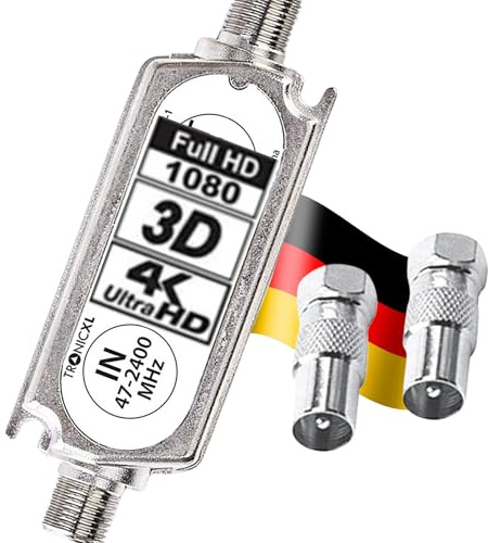 TronicXL Profi 20dB DVBS2 DVB-S2 amplificador de línea satelital de banda ancha en línea SAT TV PreAmp amplificador en línea para TV vía satélite y DVB-T