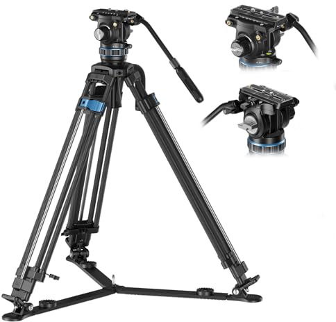 SIRUI SQ75 Treppiede video in fibra di carbonio con testa fluida S5X | Altezza massima 180cm, frizione fluida continua su pan e tilt, doppio sistema di piastra a sgancio rapido, carico massimo 5kg