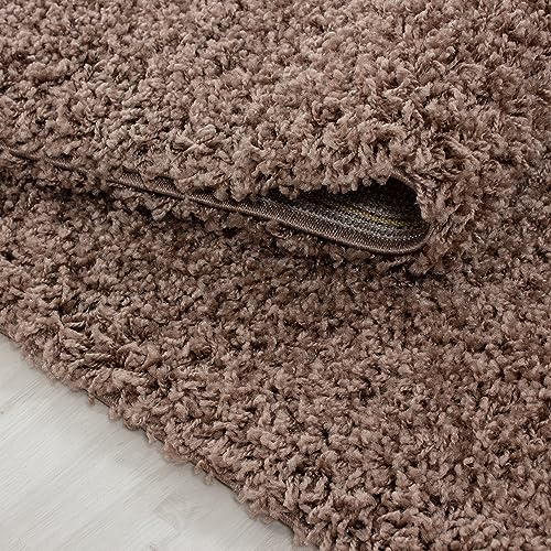 KADIMA DESIGN Hochflorteppich Einfarbig Uni Weich Flauschig Waschbar Strapazierfähig Langlebig Mokka 80x80 cm Wohnzimmer Schlafzimmer Flur Fußbodenheizung geeignet Schadstoffgeprüft | RHEIN