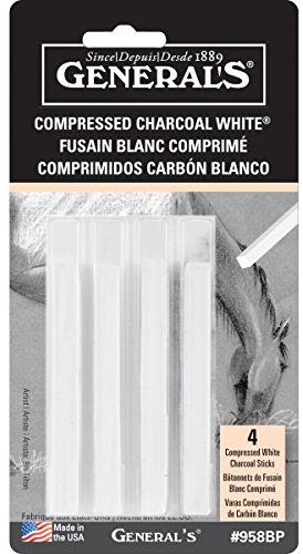 General Pencil Compressed Charcoal Sticks, Multicoloured, 4 Count (Pack of 1)