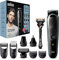Braun 9-in-1 All-In-One Trimmer Series 5, Male Grooming Kit With Beard Trimmer, Hair Clippers, Ear & Nose Trimmer & Gillette Razor, 7 Attachments, Gifts For Men, UK 2 Pin Plug,MGK5280,Black/Blue Razor