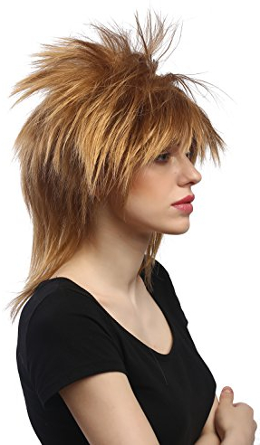 WIG ME UP - DH1190-K27 Perruque Dame Homme Halloween Carnaval crêpée Wave Punk années 80 Hard Rock Blond Pixie