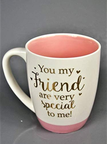 Coffee Tea Friend Mug Cup Pink with Gold Text - You My Friend are Very Special to Me