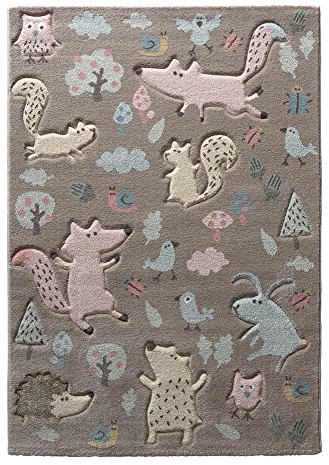 Wecon Home Sigikid I Moderner Kurzflor Kinderteppich, Kinderzimmer für Mädchen & Jungen I Forest I SK-21965-070 I Taupe Sand Braun meliert I (200 x 290 cm)