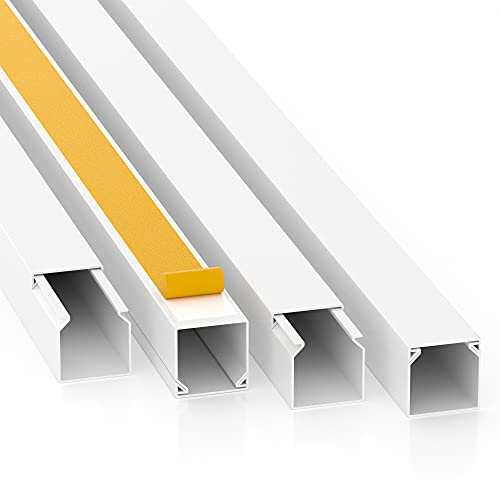 CILSON Kabelkanal 20 m | 20x 1 m Lang, 25x25 mm Breite x Höhe, Weiß, Selbstklebend, Wand- und Deckenkanal mit Bodenlochung, Kabelleiste, Kabelschutz, Schreibtisch