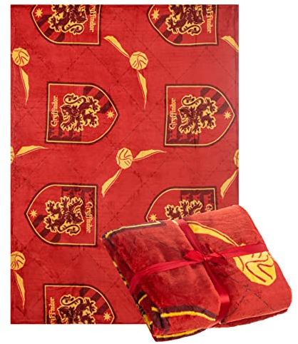 Harry Potter Manta, Manta de Gryffindor, Diseño de Hogwarts, Manta de Sofá Cama, Forro Polar Suave y Cálida, Regalo de Harry Potter, 120 x 160 cm