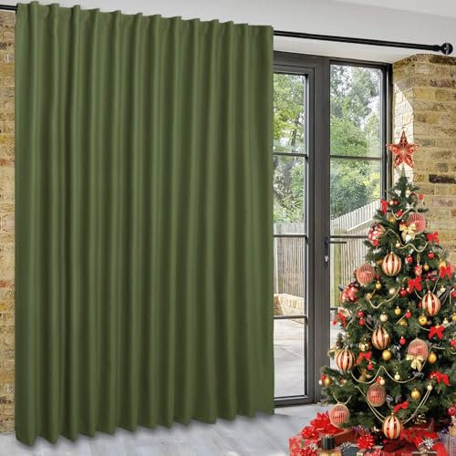 DWCN Sliding Door Curtains with Back Tab and Rod Pocket W80 x L84 Olive Green