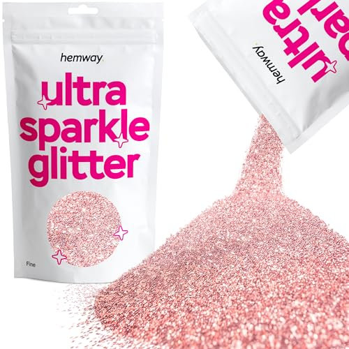 Hemway Ultra Sparkle Glitter - Light Rose Gold | Fine Metallic Flakes for Resin & Epoxy Crafts | Supplies for Tumblers, Festival, Hair, Face, Body, Eye & Nail Art Decoration | 100 g