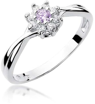 Damen Ring 585 14k Gold Weißgold echt Amethyst Edelstein Diamanten Brillanten