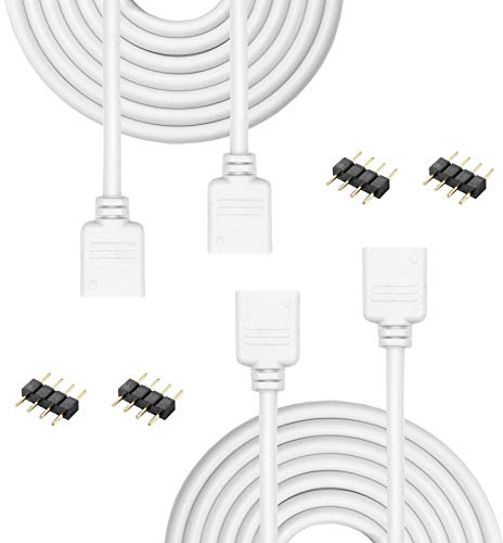 Aroidful 2Pcs 5M 4PIN LED Strip Light Extension Cable, RGB LED Connector Cable 4 Pin, RGB Cable Wire for SMD 5050 3528 2835 RGB LED Light Strip