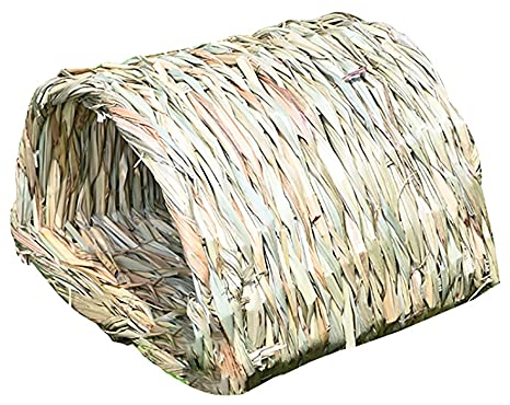 ANCLLO Woven Grass Tunnel House for Hamsters Guinea Pigs Secret Base for Training Dwarf Rabbits Bearded Dragons and Other Pocket Pets